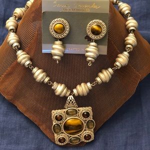 Sarah Cavender matte silver necklace earring set